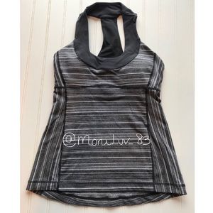 🍋 Lululemon Scoop Neck Tank deep coal gray stripes workout women’s 4